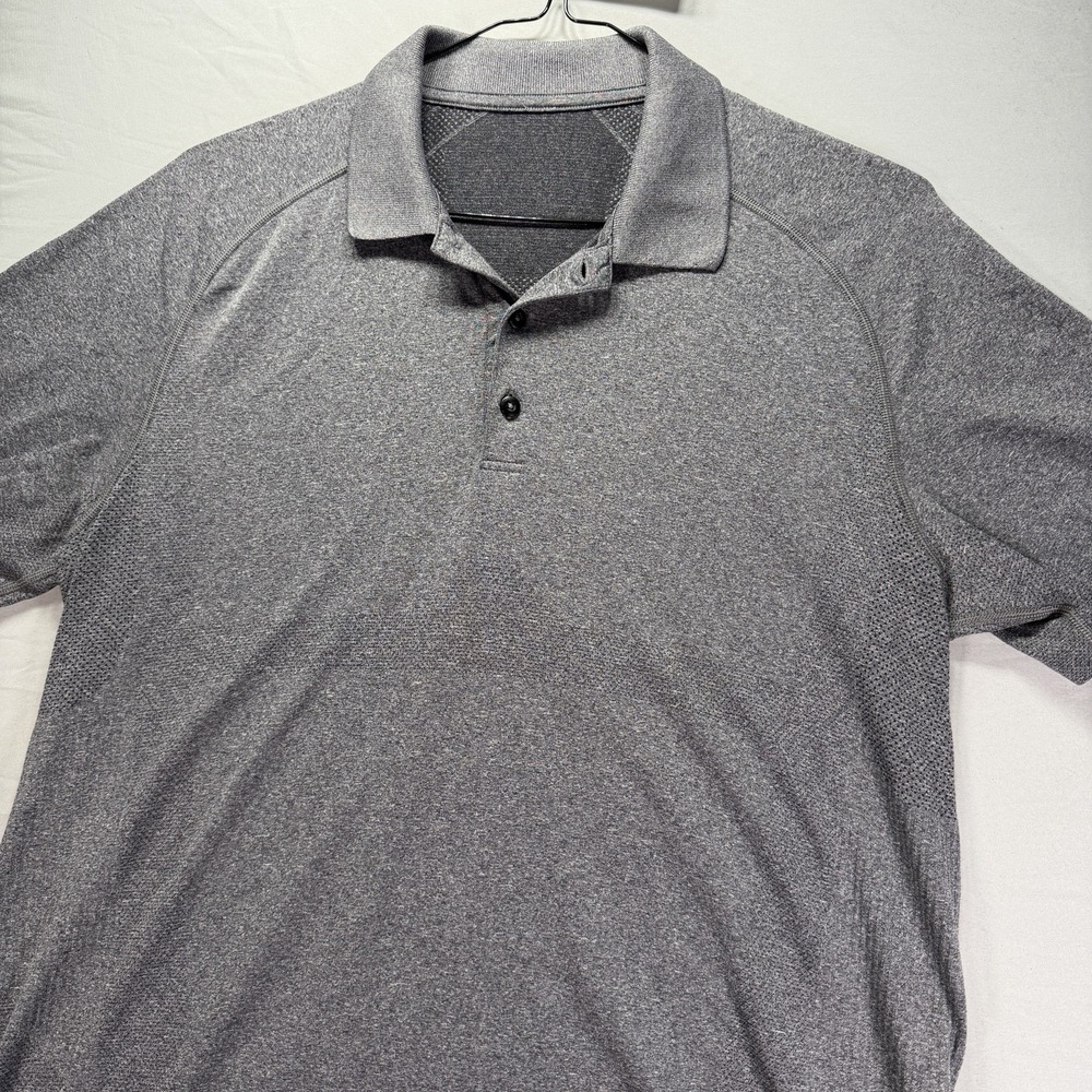 Lululemon Shirt Mens Large Gray Polo Stretch Performance Golf Lightweight
